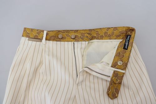 Gold Striped Jacquard Suit — White