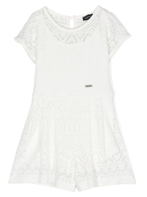 Short-sleeved lace jumpsuit - White