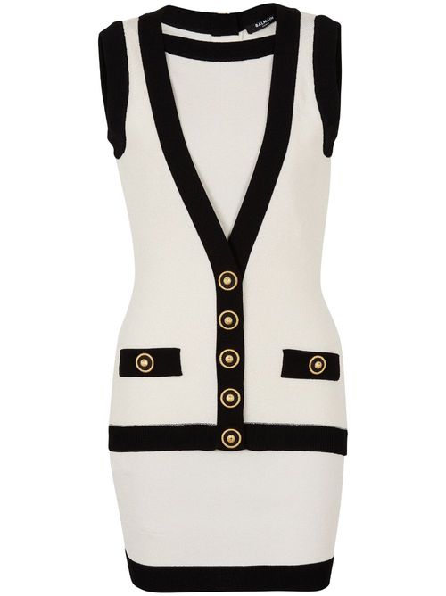 Knitted mini dress - White