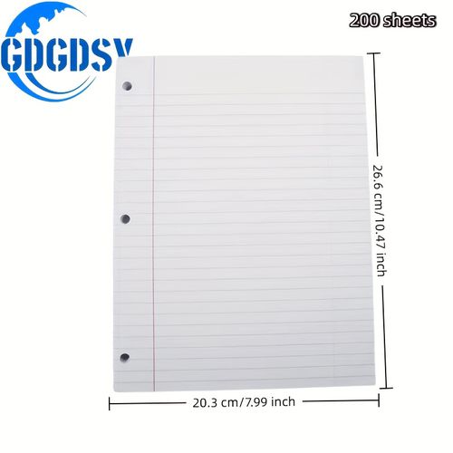 TEMU 200 Sheets Loose Leaf Paper - Wide Ruled Notebook Paper With 3-hole Punch, 8x10.5 Inches Binder Organizer Sheets For College, Office, Schoo