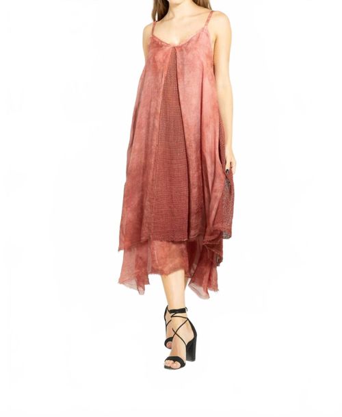 Mesh Slip Midi Dress In Red