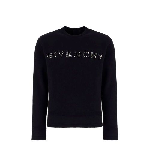 Logo-Studded Cotton Sweatshirt — Black