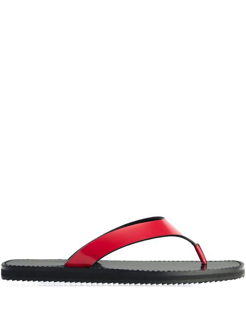 Dual-strap flat sandals - Red