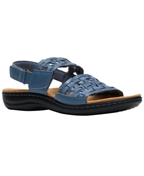 Women's Collection Laurieann Lily Round Toe Sandals - Denim Blue Leather