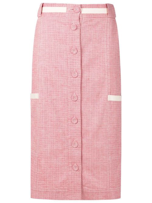 Buttoned-up high-waisted skirt - Red