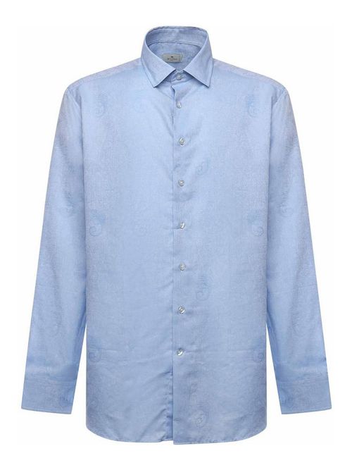 Cotton And Jacquard Shirt With Gecko Print