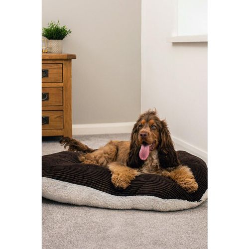 Oval Dog Pet Puppy Cat Bed Fleece Round Cushion Hard Wicker Basket Insert