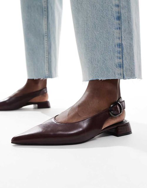 ASOS DESIGN Leonora slingback ballet shoes in burgundy-Red