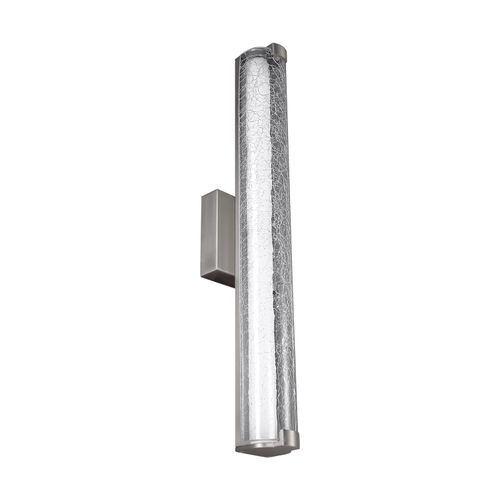 Visual Comfort Studio Cutler LED Bathroom Vanity Light in Satin Nickel with Crackle Gla