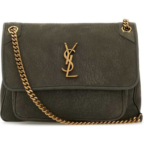Saint Laurent Dark Grey Suede Medium Niki Shoulder Bag
