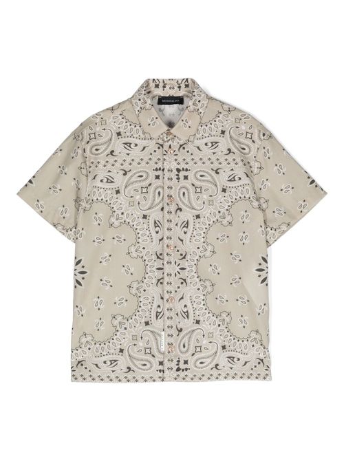 Graphic-print cotton shirt - Neutrals