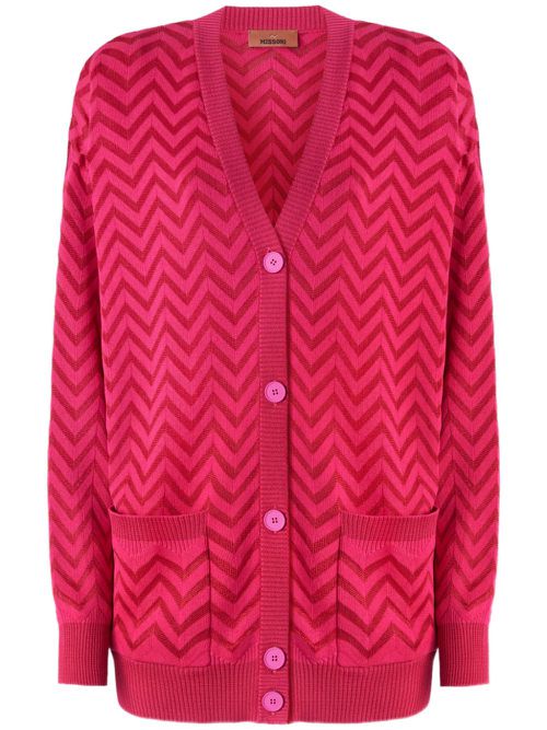 Chevron-woven cardigan - Pink
