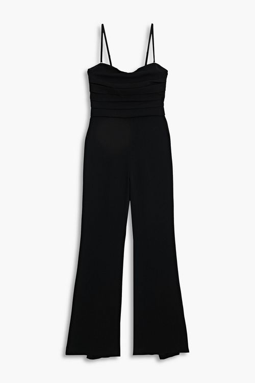 Rebecca pleated crepe wide-leg jumpsuit