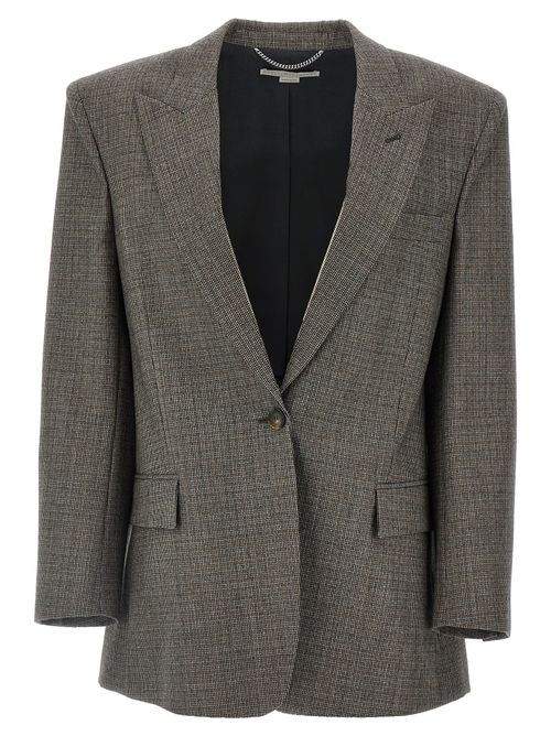 Wool Micro Houndstooth Blazer — Gray