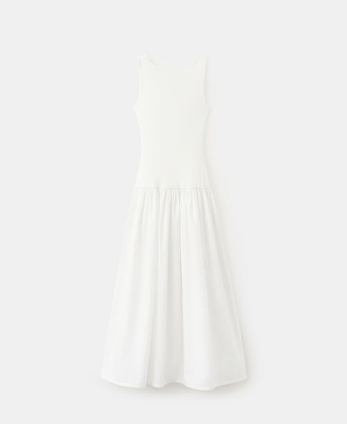 Women's Flared Cotton Dress - White