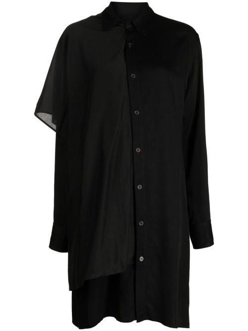 Satin stole shirtdress - Black