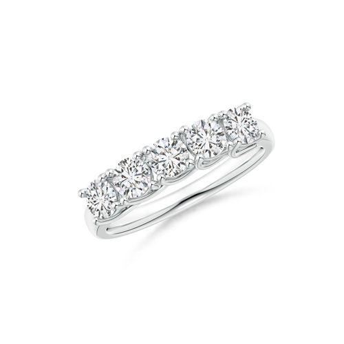 Angara 1.0 Carat Half Eternity Five Stone Diamond Wedding Band in 18K White Gold