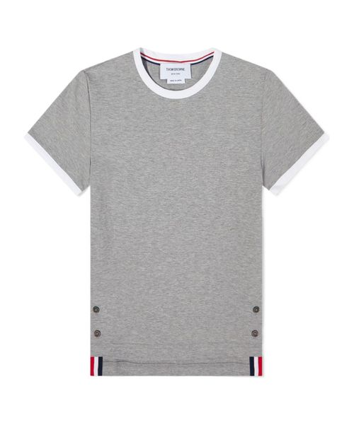 Asymmetric hem short-sleeve T-shirt