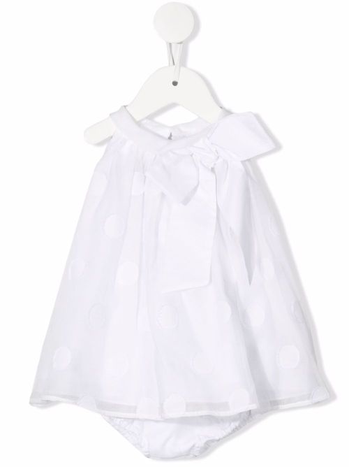 Polka-dot bow-detail dress - White