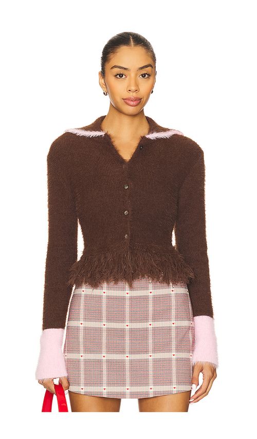 Maude Club Izzy Cardigan in Brown. - L also in S