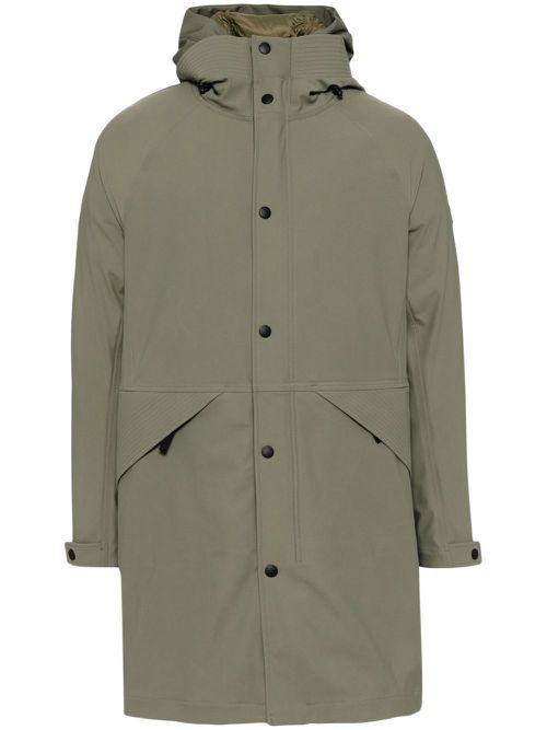 Hood button-zip coat - Green