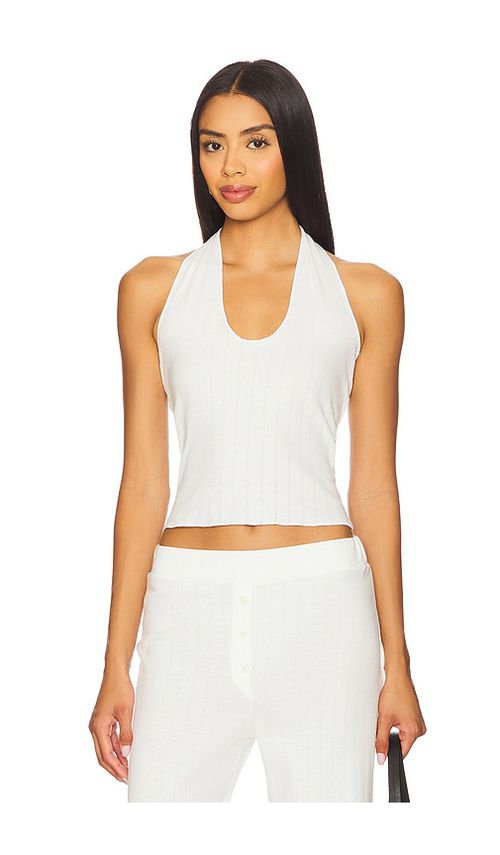 VIR VITA Pointelle Halter Top in White.  XS. Also in L, M