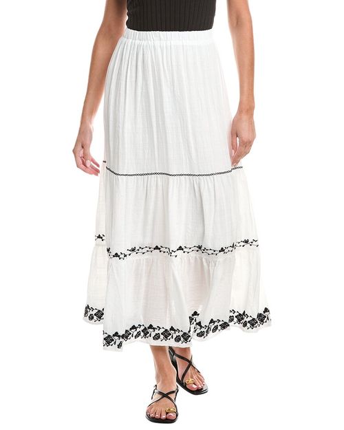 Embroidered Tiered Maxi Skirt
