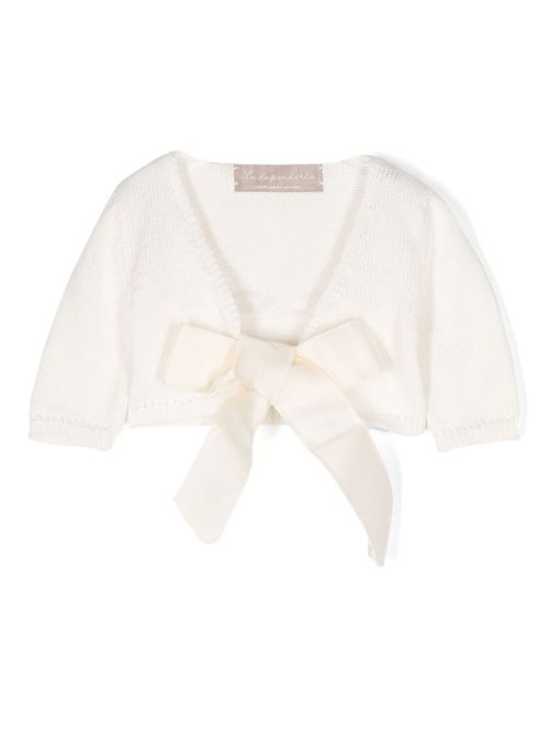 Self-tie cotton cardigan - Neutrals