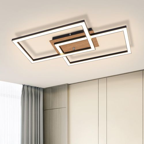 TEMU Ceiling Light Led Ceiling Lamp For Bedroom - Modern Kitchen Lamp 24w Wooden Living Room Lamp 3000k Warm White Kitchen Lamp Rectangular Ceiling