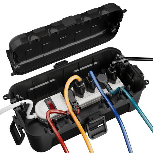 TEMU Medium Outdoor Cable Box 11.5 X 5. Inches, For Protecting Extension Cables, Power Strips, And Corner Plugs, Sturdy Material, Wire Organizer