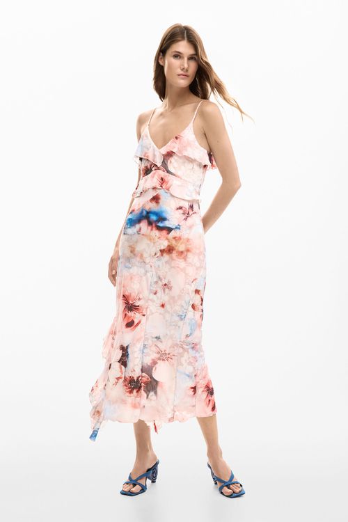 Floral dress with ruffle