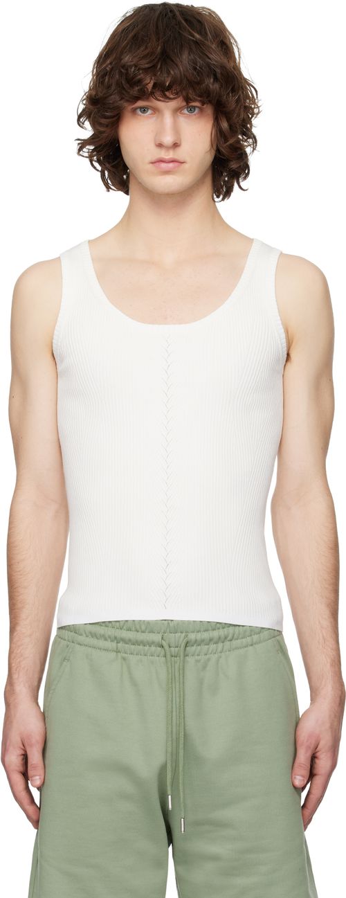 White Rib Knit Tank Top