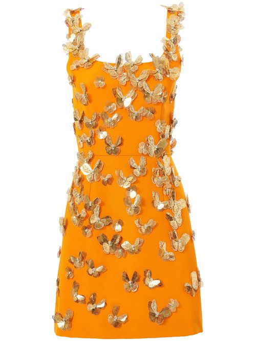 Butterfly-embellished mini dress - Orange
