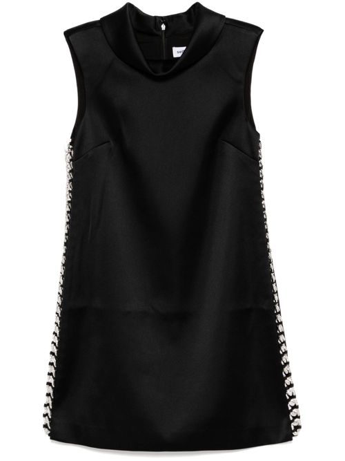 Chain-detail satin dress - Black