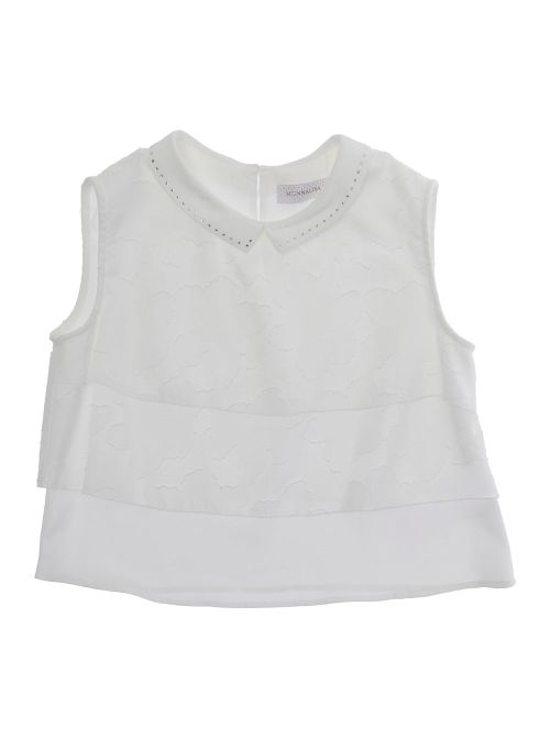 Ruffled Polyester Tank Top — White