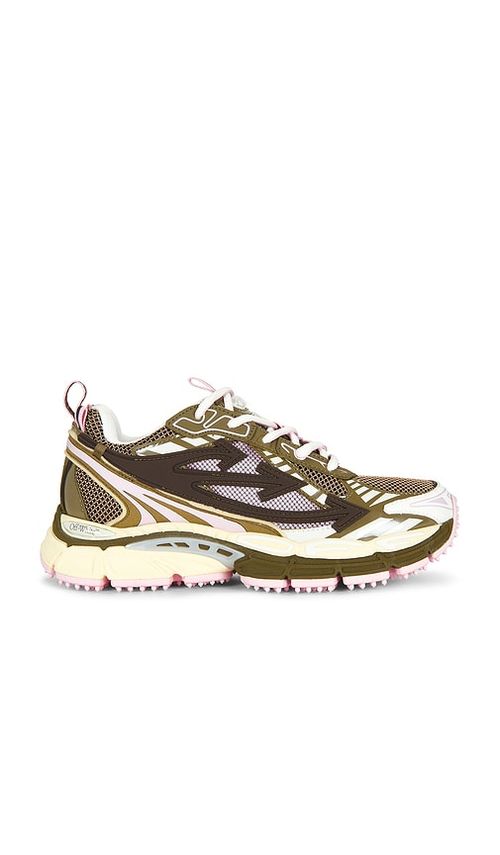 OFF-WHITE Be Right Back Mesh Sneaker in Khaki & Soft Pink. 42 also