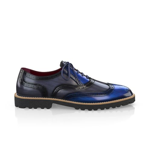 Custom Men's Luxury Oxford Dress Sneakers Handmade in Italy - Black Premium Leather - Brogues - GIROTTI