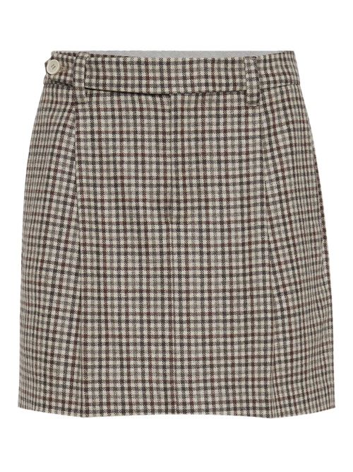 Checked flannel mini skirt - Neutrals