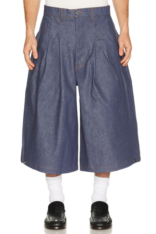 Art Community Diptych Japanese Denim Jort in Indigo - Blue. M also in L, S, XL/1X
