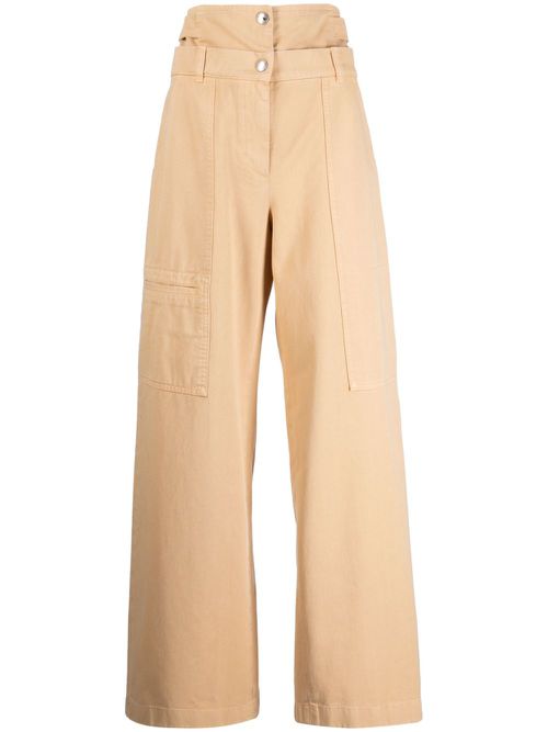 Layered-waist tapered trousers - Brown