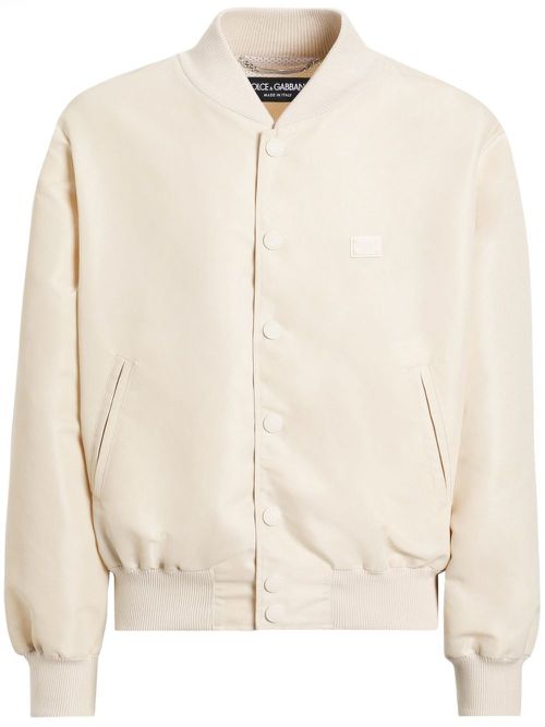 Logo-plaque bomber jacket - Neutrals