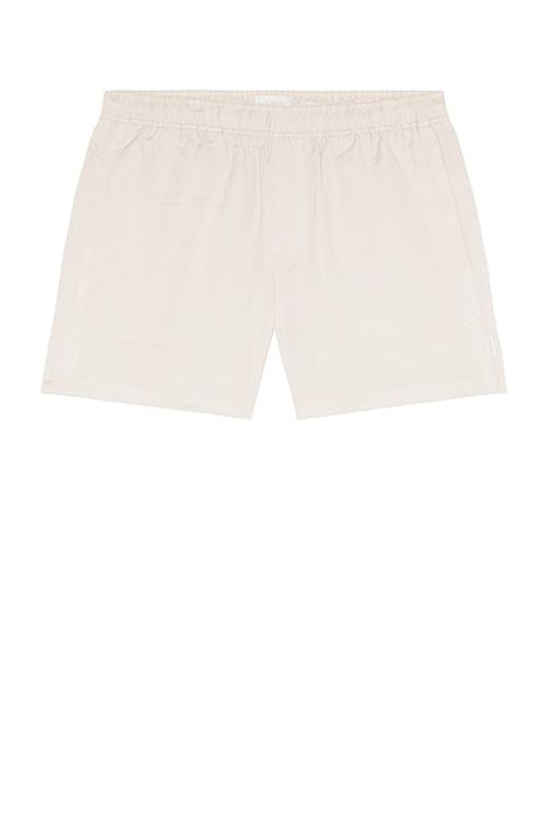 AUTO-REPLY Pull On Linen Shorts in Sand - Cream. M also in S, L, XL/1X