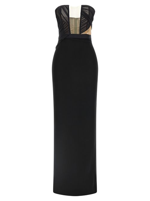 Corsetted Draped Maxi Dress
