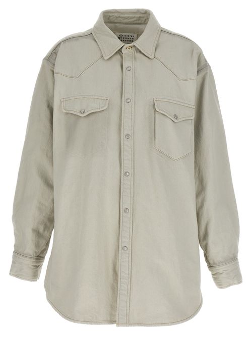 Cotton Denim Overshirt — White