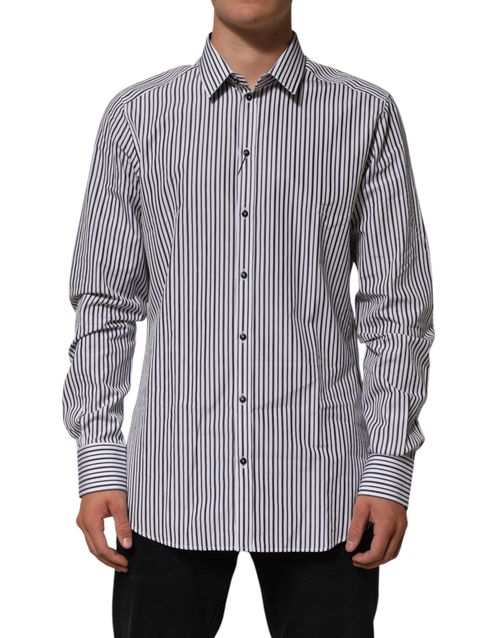Striped Cotton Shirt — Black
