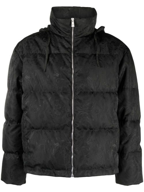 Baroque-print puffer jacket - Black
