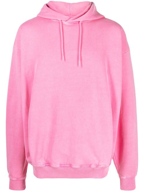 Logo-print cotton hoodie - Pink
