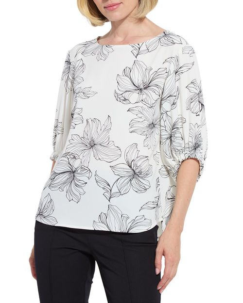 Veda Boat Neck Balloon Sleeve Blouse