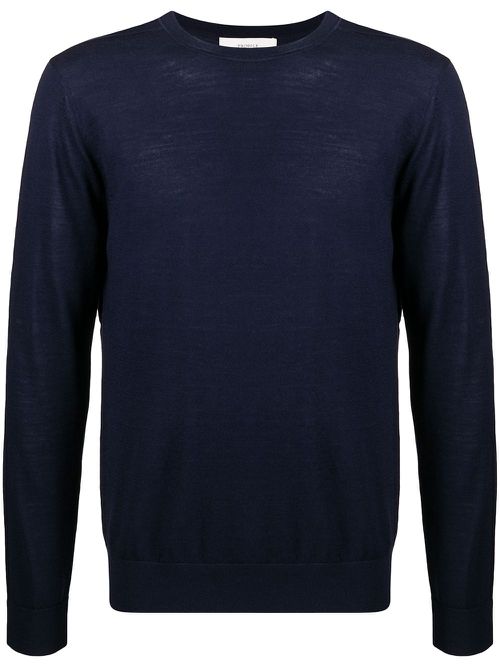 Embroidered-logo crew-neck jumper - Blue
