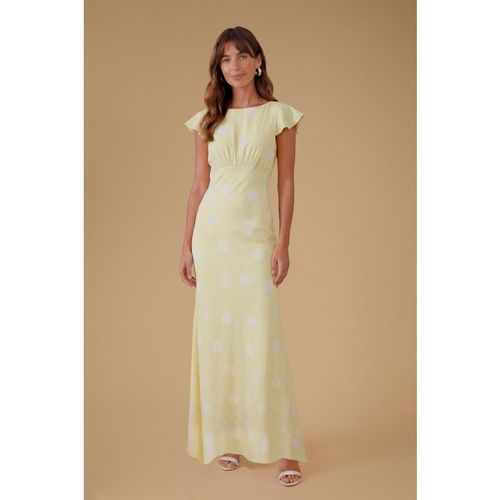 Oasis Womens Polkadot Crepe Maxi Dress - Yellow